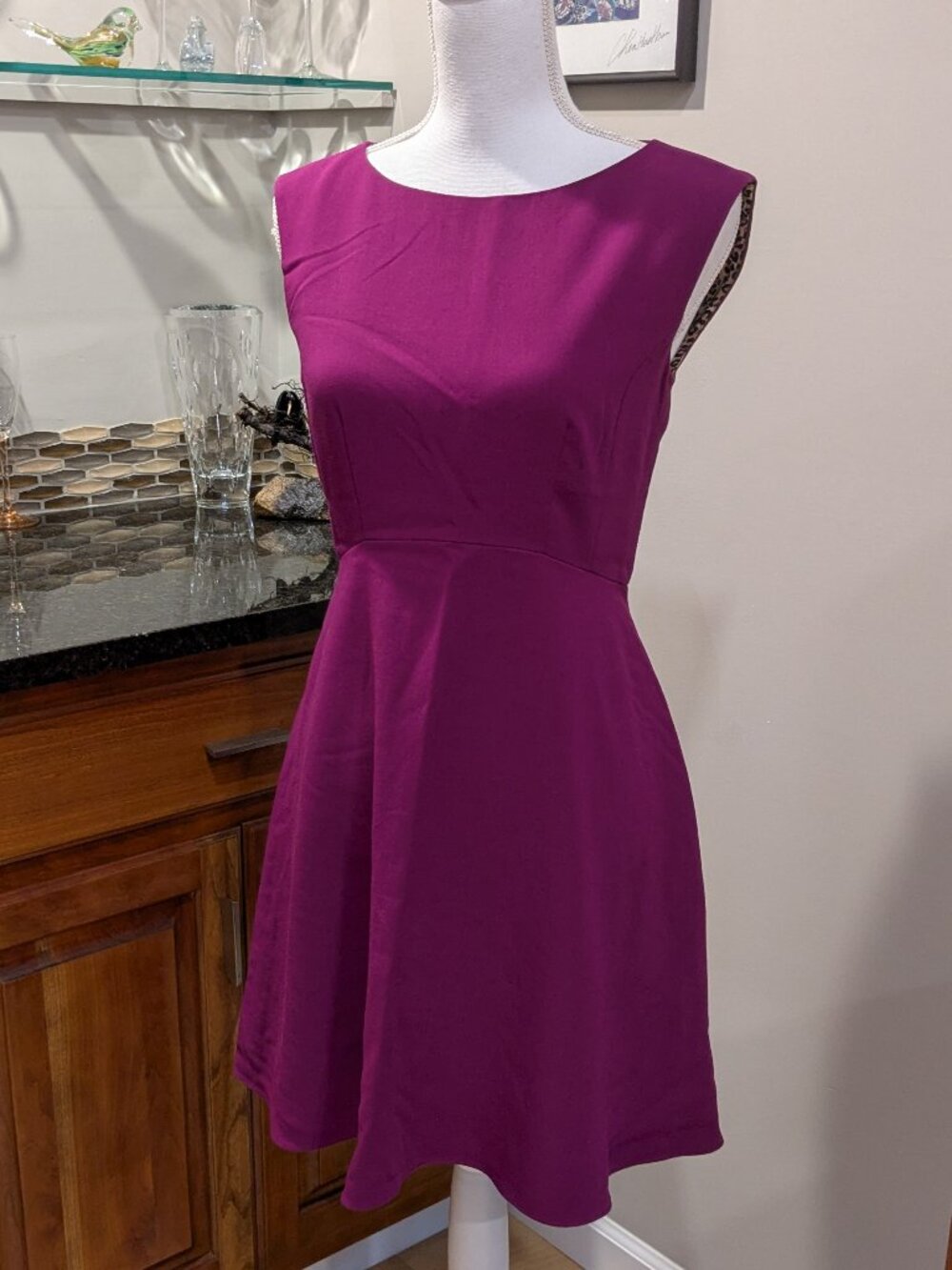 Stunning Tahari ASL Magenta Pink Fit & Flare Skater Dress 4 Cocktail Dress